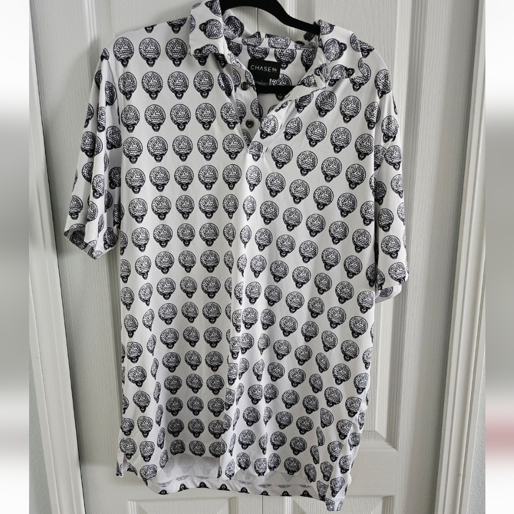 Chase 54 Men's Black White Made in USA Golf Polo Shirt Size L.